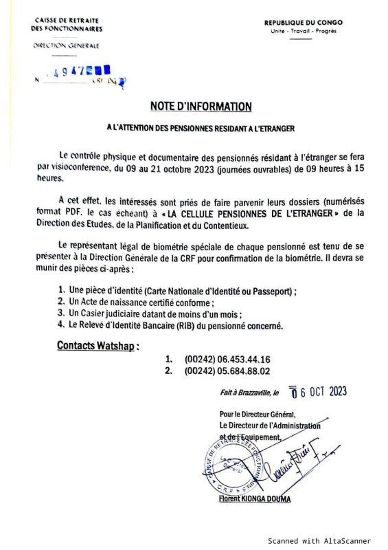 Retraités: Communiqué